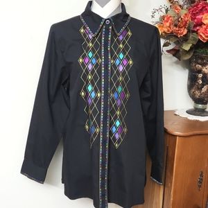 NWT Vintage Bob Mackie Wearable Art Button Down Shirt